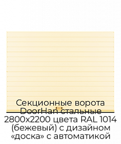Секционные ворота DoorHan стальные 2800х2200 цвета RAL 1014 (бежевый) с дизайном «доска» с автоматикой