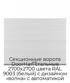 Секционные ворота DoorHan стальные 2700х2700 цвета RAL 9003 (белый) с дизайном «волна» с автоматикой