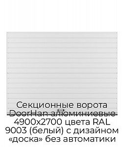 Секционные ворота DoorHan алюминиевые 4900х2700 цвета RAL 9003 (белый) с дизайном «доска» без автоматики preview 1