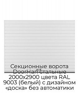 Секционные ворота DoorHan стальные 2000х2900 цвета RAL 9003 (белый) с дизайном «доска» без автоматики preview 1