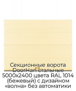 Секционные ворота DoorHan стальные 5000х2400 цвета RAL 1014 (бежевый) с дизайном «волна» без автоматики preview 1