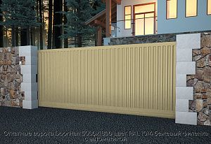 Откатные ворота DoorHan 5000х1800 цвет RAL 1014 бежевый филенка с автоматикой preview 1