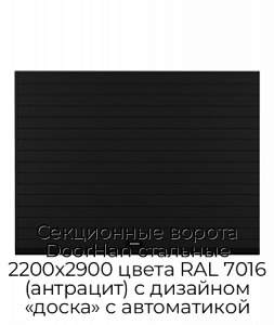 Секционные ворота DoorHan стальные 2200х2900 цвета RAL 7016 (антрацит) с дизайном «доска» с автоматикой preview 1