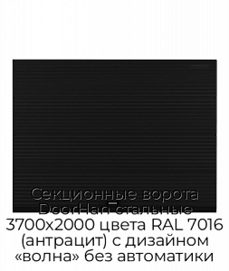 Секционные ворота DoorHan стальные 3700х2000 цвета RAL 7016 (антрацит) с дизайном «волна» без автоматики preview 1