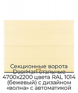 Секционные ворота DoorHan стальные 4700х2200 цвета RAL 1014 (бежевый) с дизайном «волна» с автоматикой preview 1