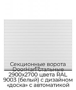 Секционные ворота DoorHan стальные 2900х2700 цвета RAL 9003 (белый) с дизайном «доска» с автоматикой