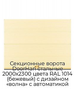 Секционные ворота DoorHan стальные 2000х2300 цвета RAL 1014 (бежевый) с дизайном «волна» с автоматикой preview 1