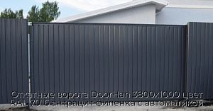Откатные ворота DoorHan 3800х1000 цвет RAL 7016 антрацит филенка с автоматикой preview 1