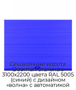Секционные ворота DoorHan стальные 3100х2200 цвета RAL 5005 (синий) с дизайном «волна» с автоматикой