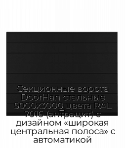 Секционные ворота DoorHan стальные 5000х3000 цвета RAL 7016 (антрацит) с дизайном «широкая центральная полоса» с автоматикой preview 1