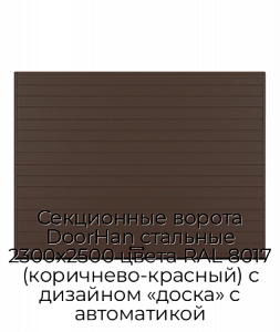 Секционные ворота DoorHan стальные 2300х2500 цвета RAL 8017 (коричнево-красный) с дизайном «доска» с автоматикой preview 1