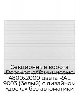 Секционные ворота DoorHan алюминиевые 4800х2000 цвета RAL 9003 (белый) с дизайном «доска» без автоматики preview 1