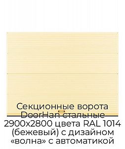 Секционные ворота DoorHan стальные 2900х2800 цвета RAL 1014 (бежевый) с дизайном «волна» с автоматикой preview 1