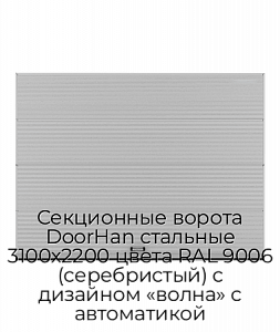 Секционные ворота DoorHan стальные 3100х2200 цвета RAL 9006 (серебристый) с дизайном «волна» с автоматикой preview 1