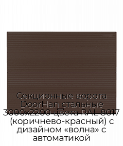 Секционные ворота DoorHan стальные 3000х2200 цвета RAL 8017 (коричнево-красный) с дизайном «волна» с автоматикой preview 1