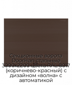 Секционные ворота DoorHan стальные 3000х2200 цвета RAL 8017 (коричнево-красный) с дизайном «волна» с автоматикой