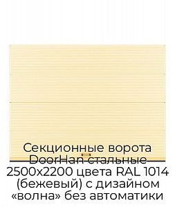 Секционные ворота DoorHan стальные 2500х2200 цвета RAL 1014 (бежевый) с дизайном «волна» без автоматики preview 1