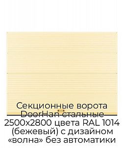 Секционные ворота DoorHan стальные 2500х2800 цвета RAL 1014 (бежевый) с дизайном «волна» без автоматики preview 1