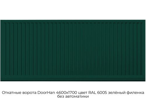 Откатные ворота DoorHan 4600х1700 цвет RAL 6005 зелёный филенка без автоматики 1