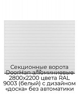 Секционные ворота DoorHan алюминиевые 2800х2200 цвета RAL 9003 (белый) с дизайном «доска» без автоматики preview 1