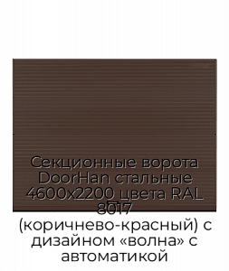 Секционные ворота DoorHan стальные 4600х2200 цвета RAL 8017 (коричнево-красный) с дизайном «волна» с автоматикой preview 1