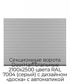 Секционные ворота DoorHan стальные 2100х2500 цвета RAL 7004 (серый) с дизайном «доска» с автоматикой