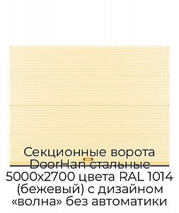 Секционные ворота DoorHan стальные 5000х2700 цвета RAL 1014 (бежевый) с дизайном «волна» без автоматики preview 1