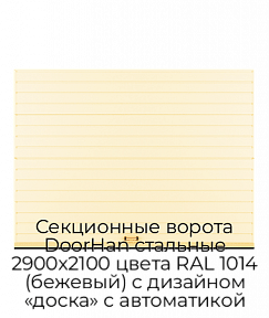 Секционные ворота DoorHan стальные 2900х2100 цвета RAL 1014 (бежевый) с дизайном «доска» с автоматикой