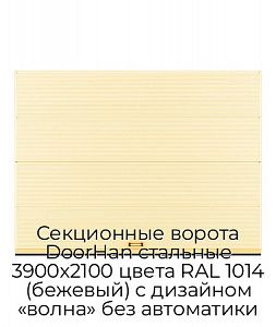 Секционные ворота DoorHan стальные 3900х2100 цвета RAL 1014 (бежевый) с дизайном «волна» без автоматики preview 1