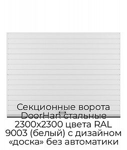 Секционные ворота DoorHan стальные 2300х2300 цвета RAL 9003 (белый) с дизайном «доска» без автоматики preview 1