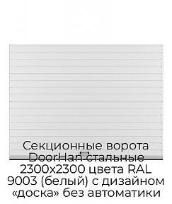 Секционные ворота DoorHan стальные 2300х2300 цвета RAL 9003 (белый) с дизайном «доска» без автоматики