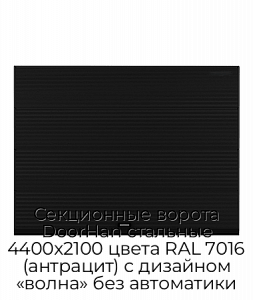 Секционные ворота DoorHan стальные 4400х2100 цвета RAL 7016 (антрацит) с дизайном «волна» без автоматики preview 1