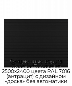 Секционные ворота DoorHan стальные 2500х2400 цвета RAL 7016 (антрацит) с дизайном «доска» без автоматики preview 1