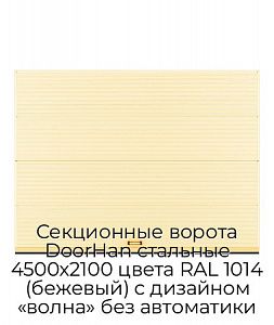 Секционные ворота DoorHan стальные 4500х2100 цвета RAL 1014 (бежевый) с дизайном «волна» без автоматики preview 1