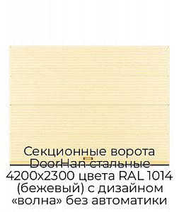 Секционные ворота DoorHan стальные 4200х2300 цвета RAL 1014 (бежевый) с дизайном «волна» без автоматики preview 1