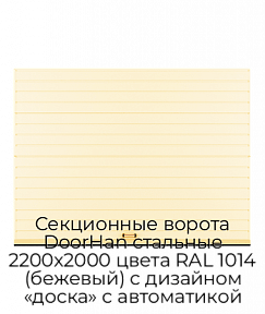 Секционные ворота DoorHan стальные 2200х2000 цвета RAL 1014 (бежевый) с дизайном «доска» с автоматикой
