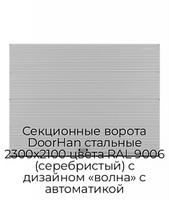 Секционные ворота DoorHan стальные 2300х2100 цвета RAL 9006 (серебристый) с дизайном «волна» с автоматикой