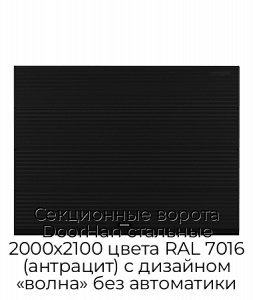 Секционные ворота DoorHan стальные 2000х2100 цвета RAL 7016 (антрацит) с дизайном «волна» без автоматики preview 1
