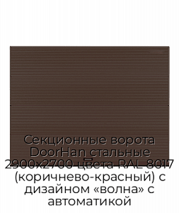 Секционные ворота DoorHan стальные 2900х2700 цвета RAL 8017 (коричнево-красный) с дизайном «волна» с автоматикой preview 1
