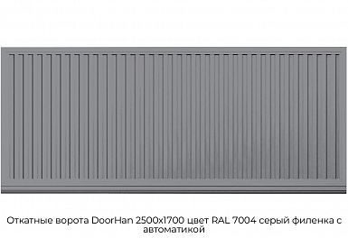 Откатные ворота DoorHan 2500х1700 цвет RAL 7004 серый филенка с автоматикой