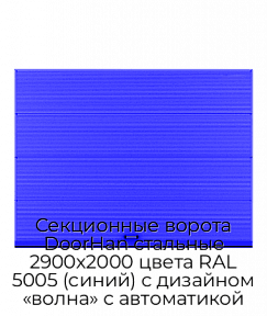 Секционные ворота DoorHan стальные 2900х2000 цвета RAL 5005 (синий) с дизайном «волна» с автоматикой