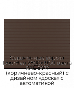 Секционные ворота DoorHan 2800х1900 цвета RAL 8017 (коричнево-красный) с дизайном «доска» с автоматикой