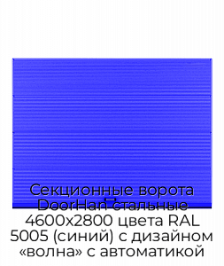 Секционные ворота DoorHan стальные 4600х2800 цвета RAL 5005 (синий) с дизайном «волна» с автоматикой preview 1