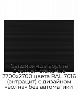 Секционные ворота DoorHan стальные 2700х2700 цвета RAL 7016 (антрацит) с дизайном «волна» без автоматики preview 1