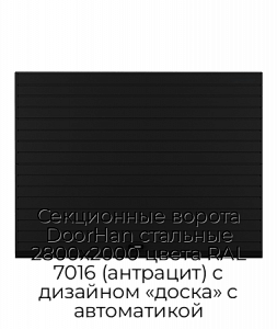 Секционные ворота DoorHan стальные 2800х2000 цвета RAL 7016 (антрацит) с дизайном «доска» с автоматикой preview 1