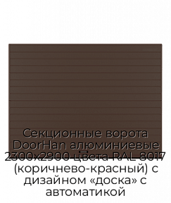 Секционные ворота DoorHan алюминиевые 2300х2900 цвета RAL 8017 (коричнево-красный) с дизайном «доска» с автоматикой