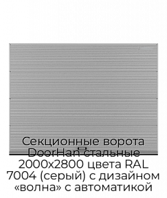 Секционные ворота DoorHan стальные 2000х2800 цвета RAL 7004 (серый) с дизайном «волна» с автоматикой