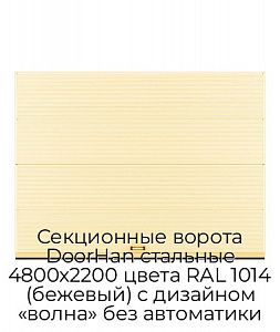 Секционные ворота DoorHan стальные 4800х2200 цвета RAL 1014 (бежевый) с дизайном «волна» без автоматики preview 1