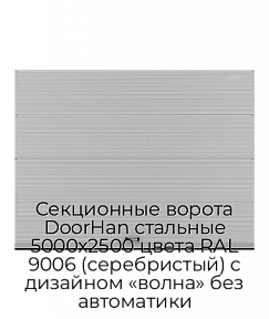 Секционные ворота DoorHan стальные 5000х2500 цвета RAL 9006 (серебристый) с дизайном «волна» без автоматики