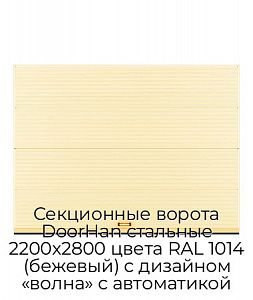 Секционные ворота DoorHan стальные 2200х2800 цвета RAL 1014 (бежевый) с дизайном «волна» с автоматикой preview 1